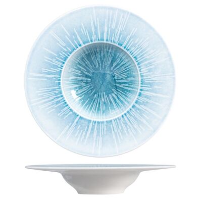 Plato para pasta Neptuno de porcelana azul claro cm 24.
