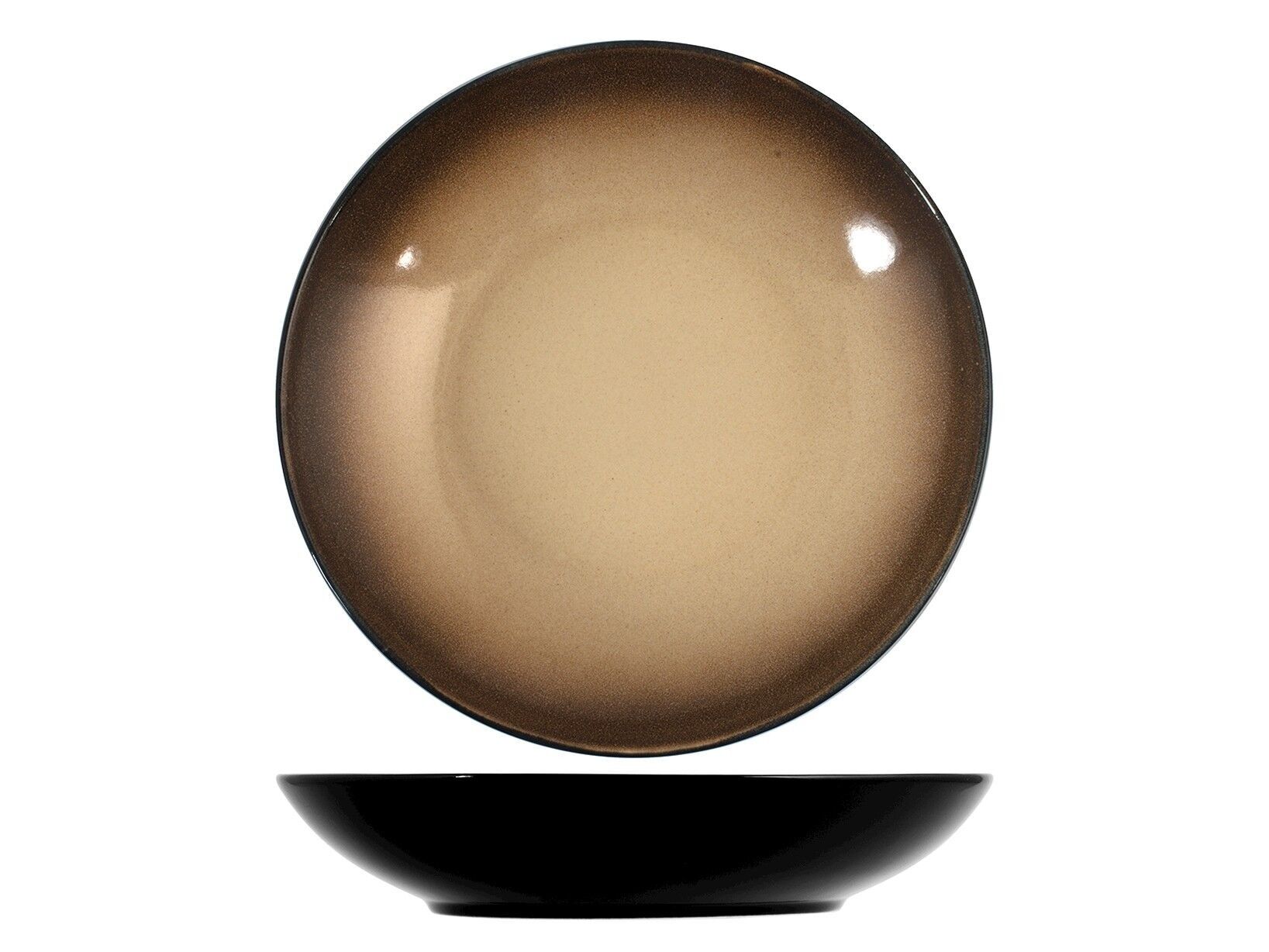 Sahara pasta plate in beige and brown stoneware 26 cm