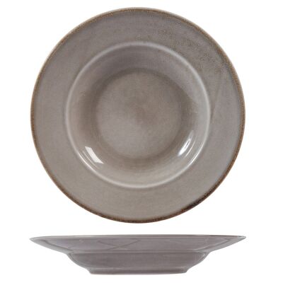 Pasta Plate Stoneware Reactive Gray 24 cm