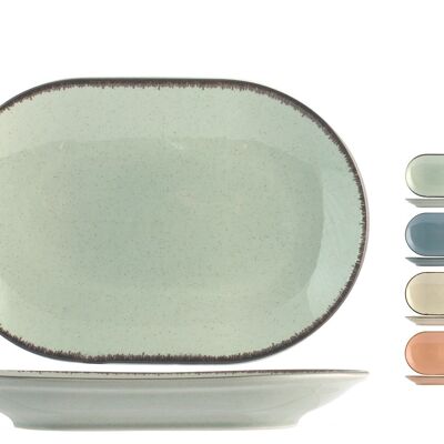 Assiette perle en porcelaine couleurs assorties forme ovale cm36