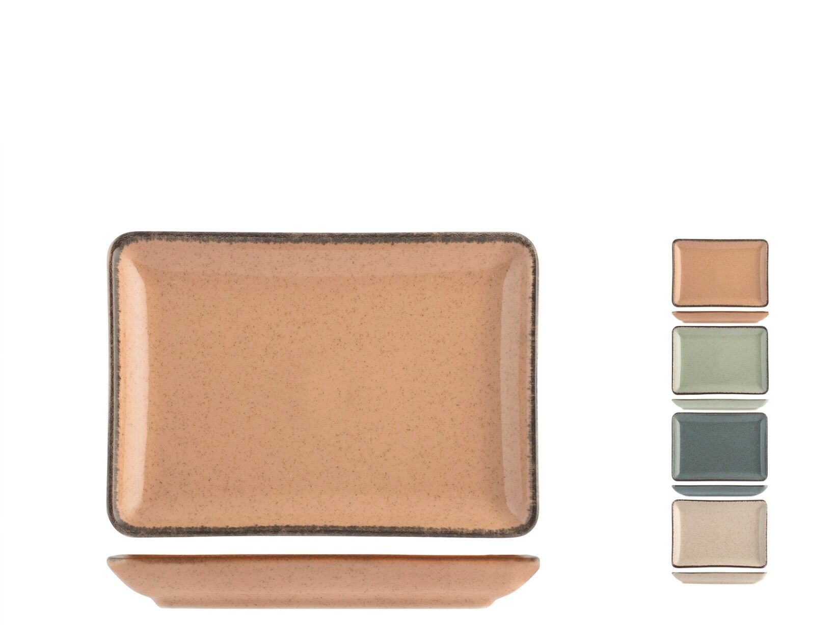 Pearl plate in porcelain assorted colors rectangular shape 13x18 cm