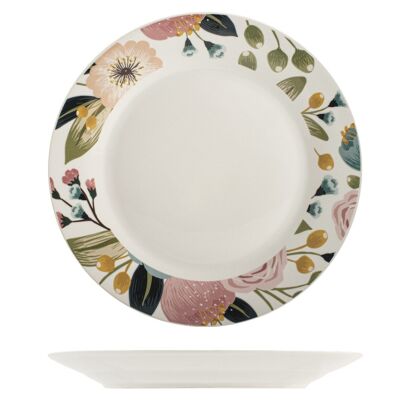 Assiette pivoine en forme d'aile en porcelaine décorée, haut 27 cm