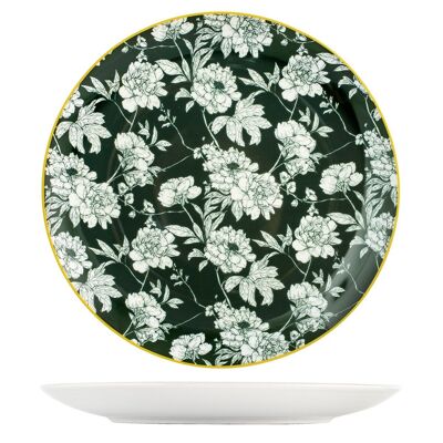 Colorful dinner plate in decorated porcelain coupe shape 27 cm