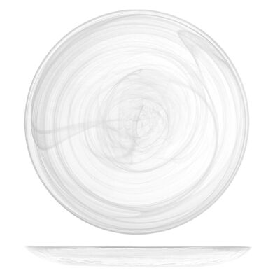 Plato llano de alabastro en cristal blanco 27,5 cm