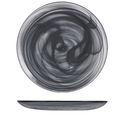 Plato llano de alabastro en cristal negro 27,5 cm