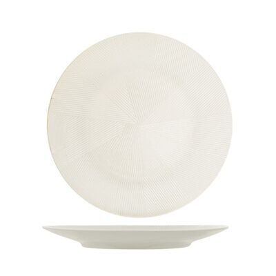 Comb flat plate in white stoneware cm 27