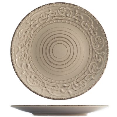 Courtyard dinner plate in dove gray stoneware 27.5 cm
