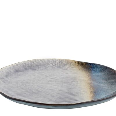 Crackle dinner plate in two-tone stoneware cm 27