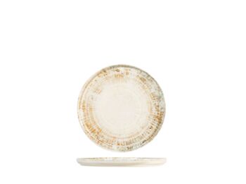 Assiette plate Eris bord porcelaine beige 20 cm. 2