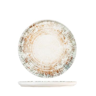 Plato llano Eris con borde de porcelana beige de 24 cm.