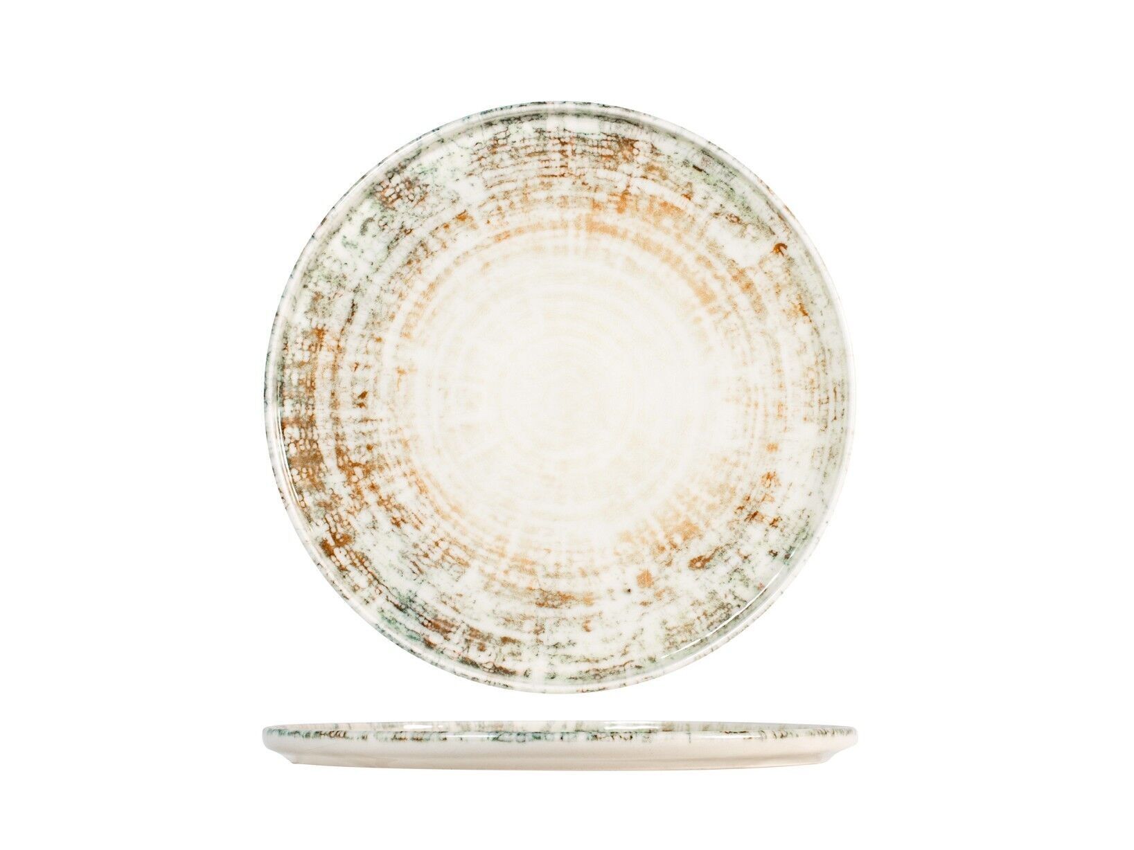 Plato llano Eris borde porcelana beige 28 cm