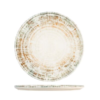 Plato llano Eris borde porcelana beige 28 cm