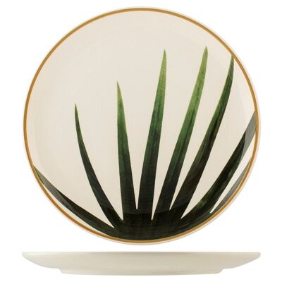 Assiette plate exotique en céramique décorée 25 cm.