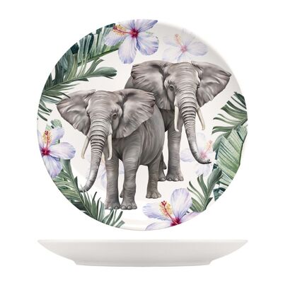 Exotic dinner plate in new bone china decorated 26 cm.
