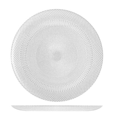 Assiette plate Glam en verre blanc 28,5 cm.