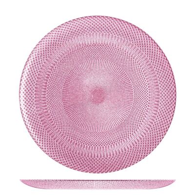 Plato llano Glam de cristal rosa 28,5 cm