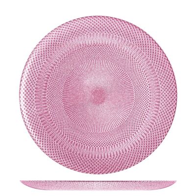 Assiette plate Glam en verre rose 28,5 cm