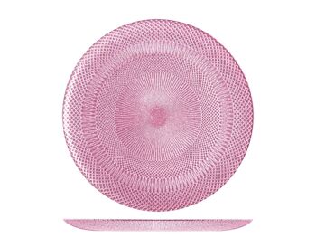 Assiette plate Glam en verre rose 28,5 cm 1