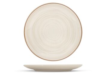 Assiette plate Goji en grès couleur beige forme coupe 26 cm. 2