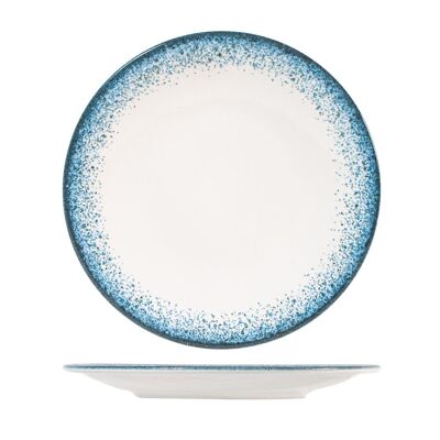 Assiette plate Jupiter en porcelaine bleu clair et ivoire cm 27.