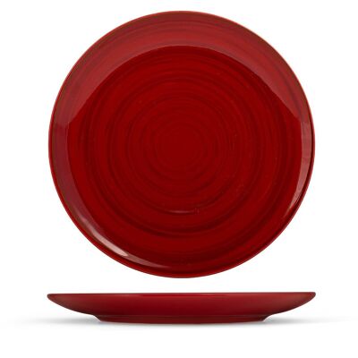 Mango dinner plate in stone ware red color coupe shape 26 cm.