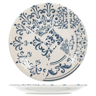 Assiette plate Milo en céramique décor bleu 1/2 cm 26