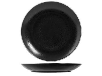 Assiette plate minérale en grès noir 27 cm. 1