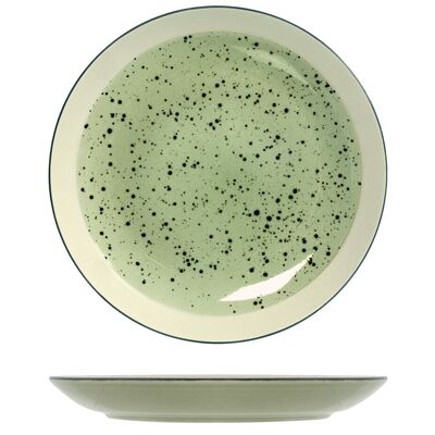 Assiette plate Mimosa en grès vert cm 26,5
