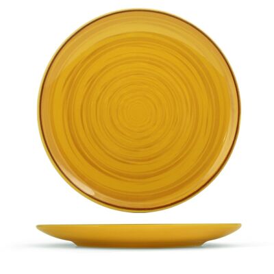 Papaya dinner plate in stone ware yellow color coupe shape 26 cm.