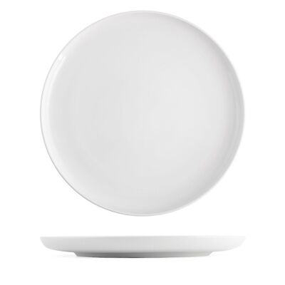 Plato llano Pearl de porcelana blanca de 27 cm.