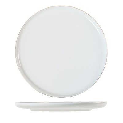 Pearl flat plate in white porcelain with gold thread cm 27.