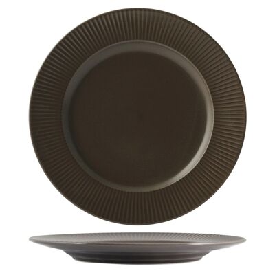 Quebec dinner plate in brown stoneware cm 27