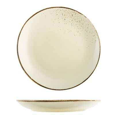 Reactive flat plate in stoneware ivory 27 cm
