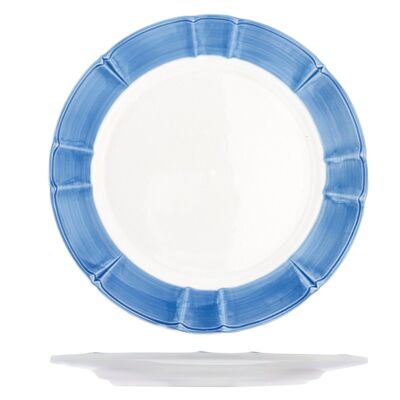 Assiette plate Rodi en céramique avec bordure bleue cm 27