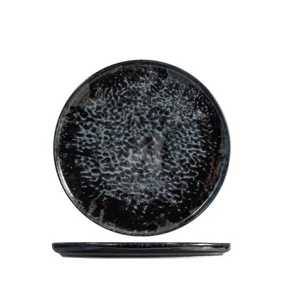 Assiette plate Uranus bord porcelaine noire 20 cm.