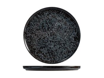 Assiette plate Uranus bord porcelaine noire 24 cm. 2