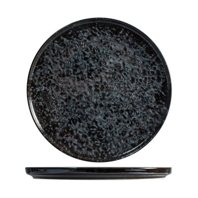 Assiette plate Uranus bord porcelaine noire 24 cm.