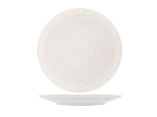 Piatto piano Vortex in stoneware bianco cm 27