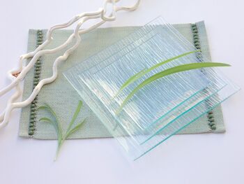 Assiette carrée bambou en verre recyclé 20x20 cm 5