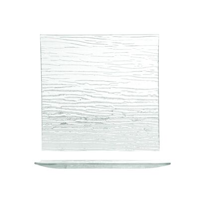 Quadratischer Bambusteller aus recyceltem Glas 20x20 cm