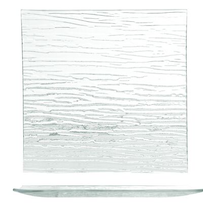 Quadratischer Bambusteller aus recyceltem Glas 30x30 cm