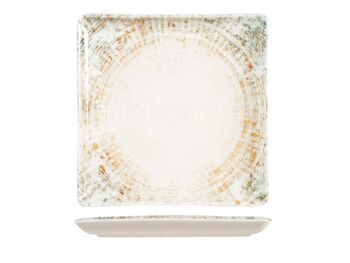 Assiette carrée Eris en porcelaine beige cm 29 1