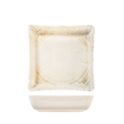 Assiette creuse carrée Eris en porcelaine beige cm 19.