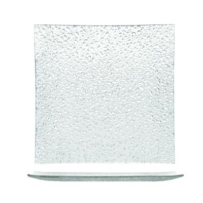 Square plate Drops in recycled glass 25 cm