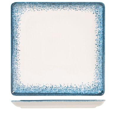 Jupiter square plate in light blue and ivory porcelain cm 27.