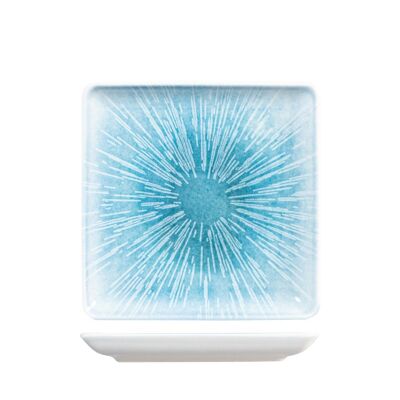 Neptune square plate in light blue porcelain cm 19.