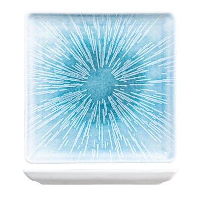 Neptune square plate in light blue porcelain cm 25.