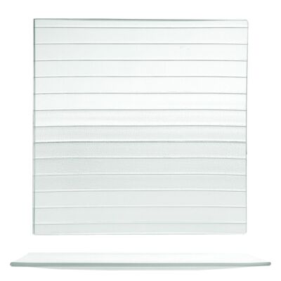 Piatto quadro Striped in vetro riciclato cm 30x30