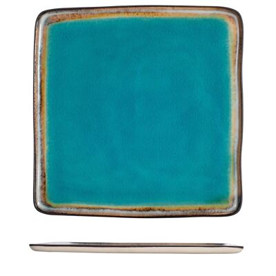 Teide square plate in light blue stoneware cm 26.5