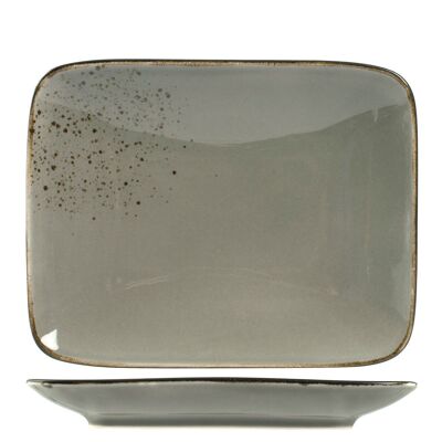 Reactive plate in rectangular stoneware cm 22x17 gray color